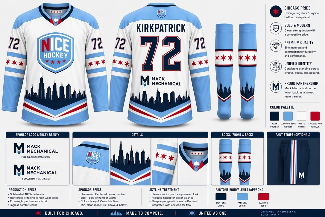 NICE Hockey jersey and matching socks kit design