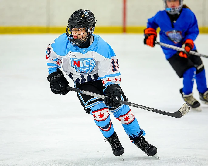 NICE Hockey player skating during a game